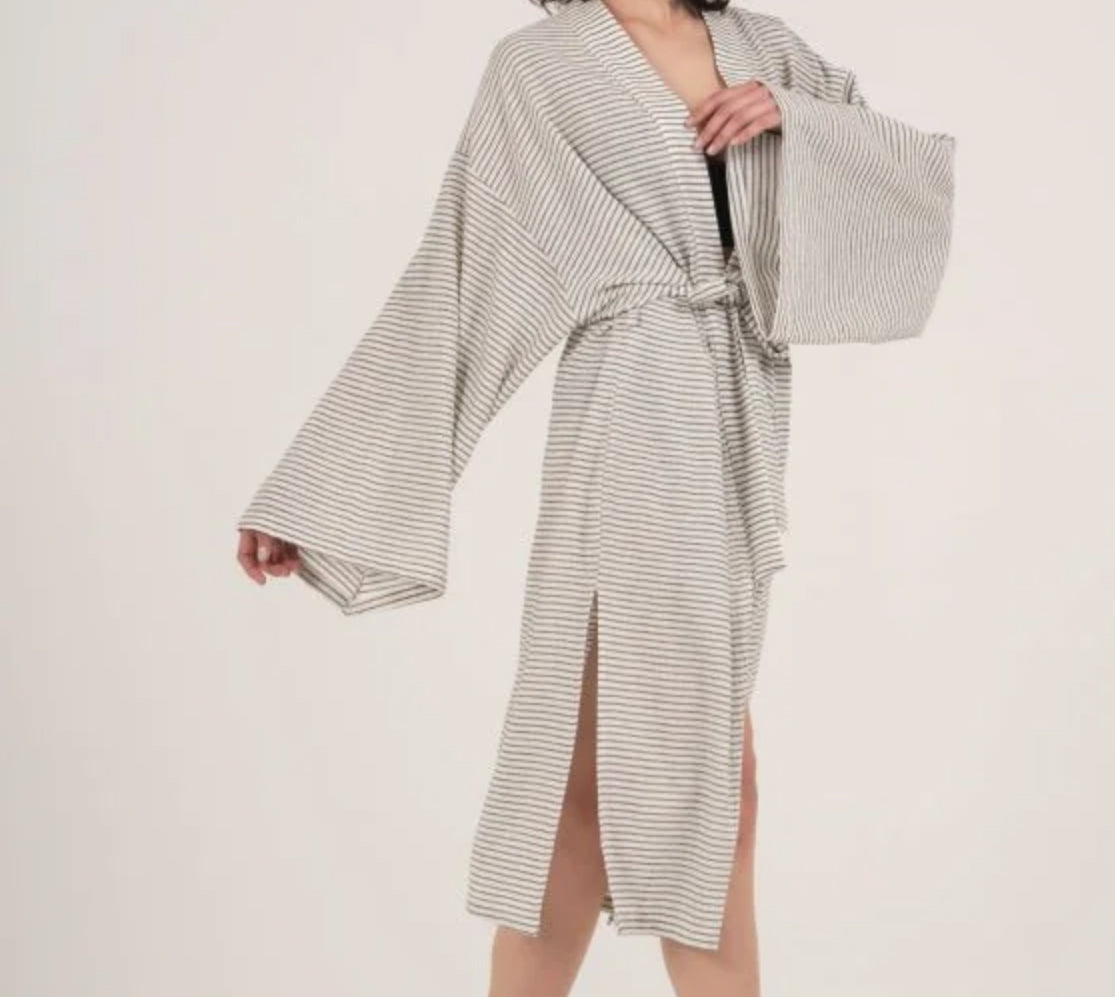 Izzy Robe | Charcoal Stripe