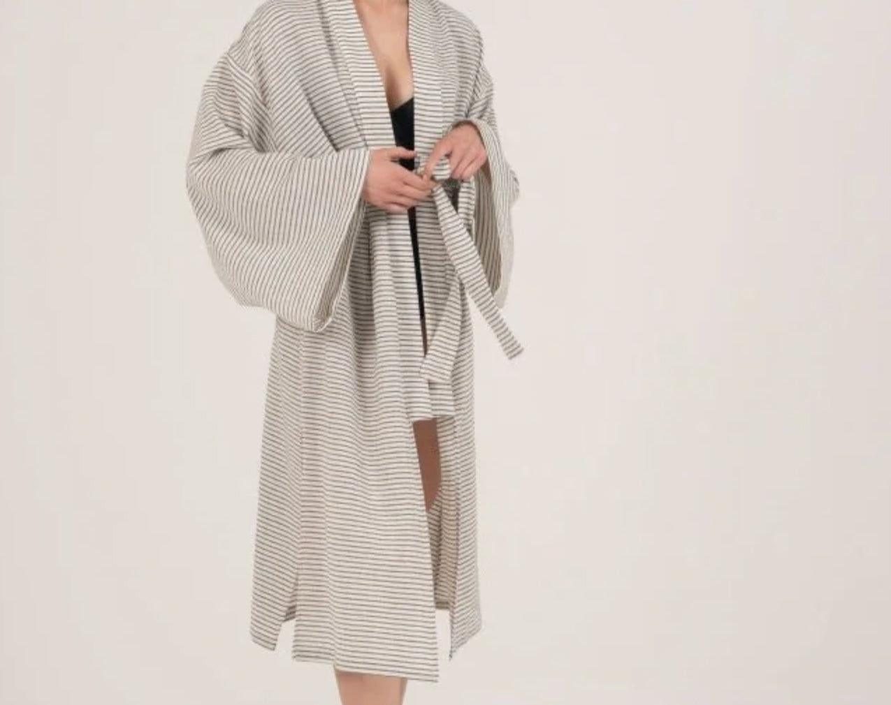 Izzy Robe | Charcoal Stripe