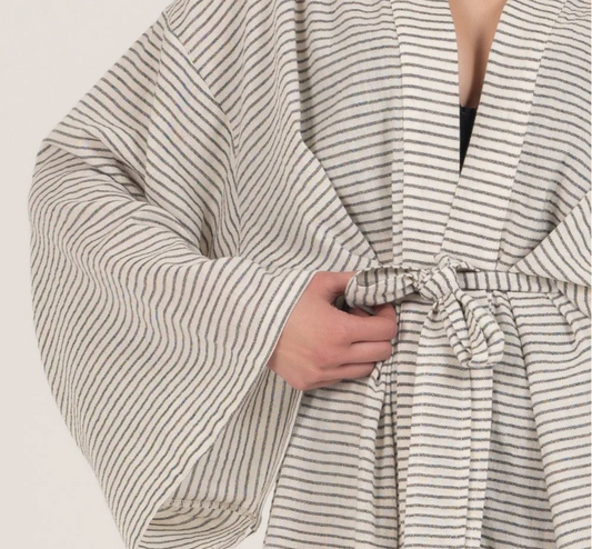 Izzy Robe | Charcoal Stripe